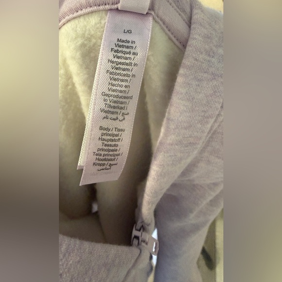 NWT SKIMS Cotton Fleece Cropped Zip-Up Hoodie-Purple Heather-Large - Picture 11 of 15